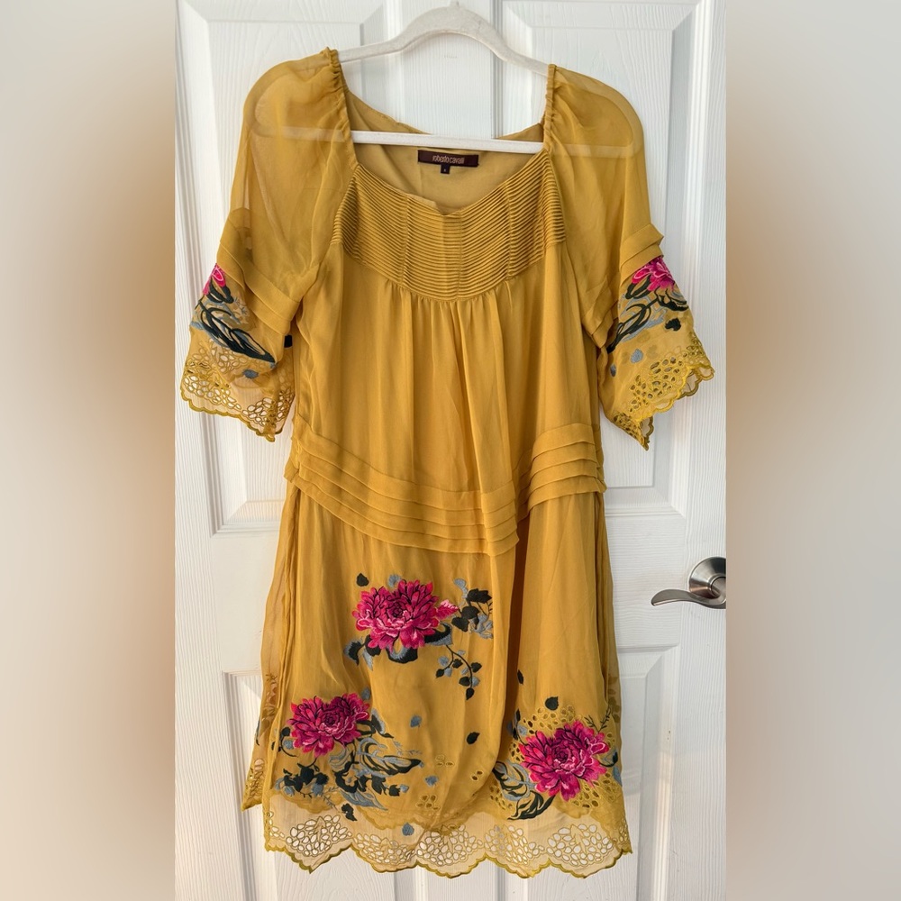 RARE Roberto Cavalli 100% Silk Embroidered Dress | Size 8